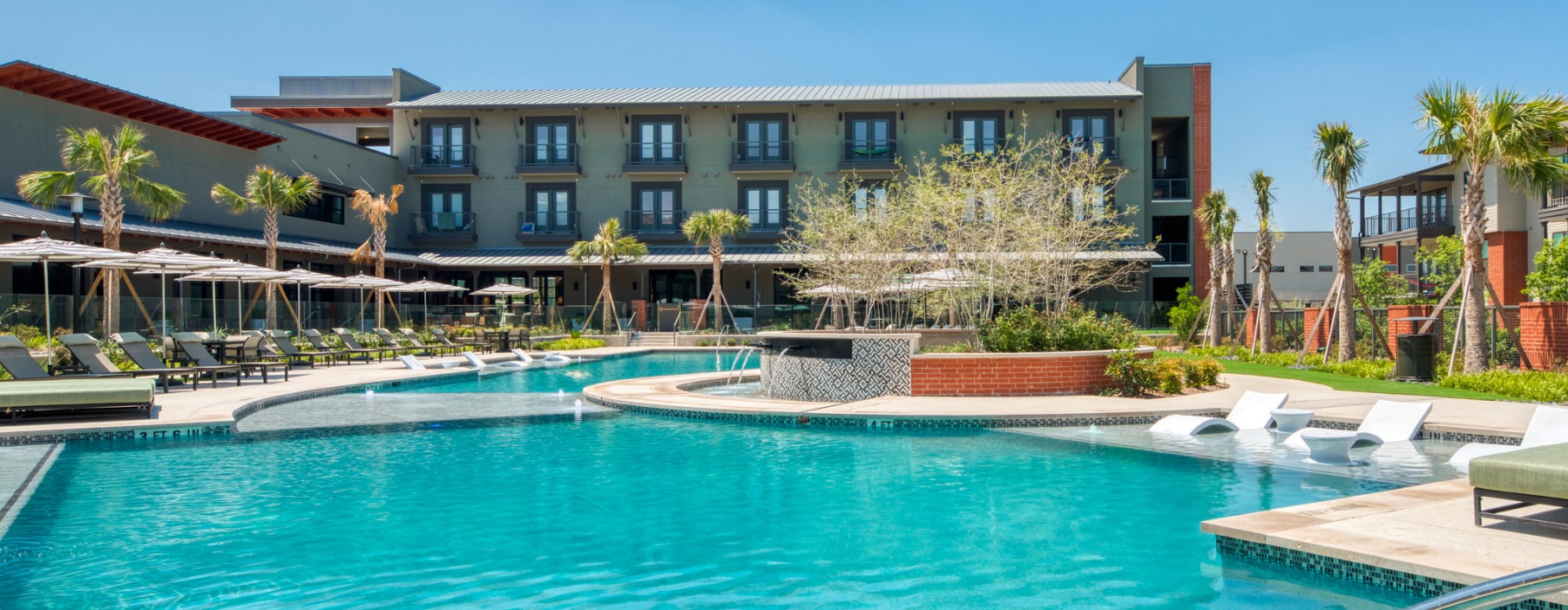 pool with plants around it